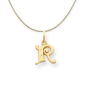 14k Yellow Gold, Isabelle, Mini Letter R Initial Necklace - 18 Inch